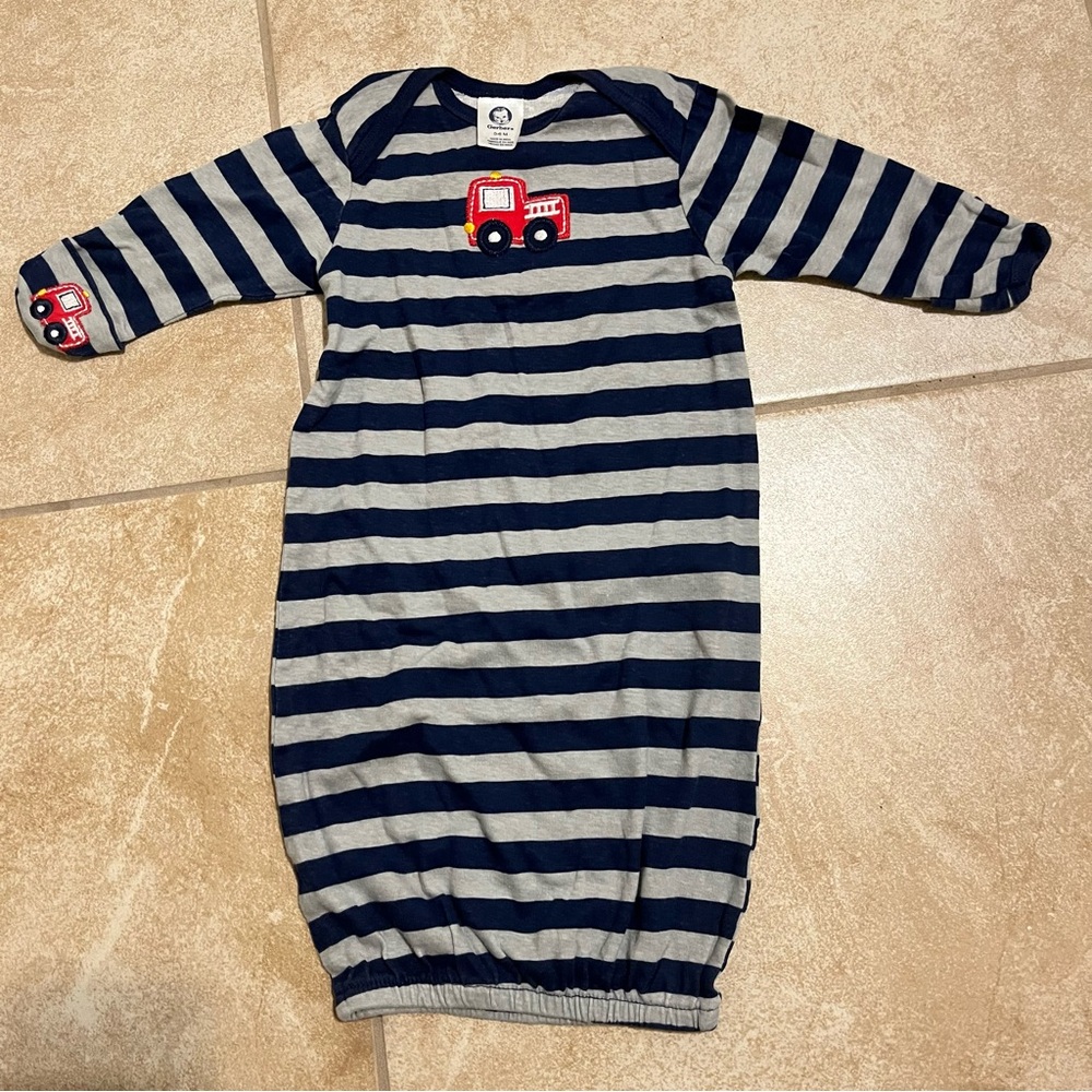 Gerber Blue and Gray Nightgown with Stripes